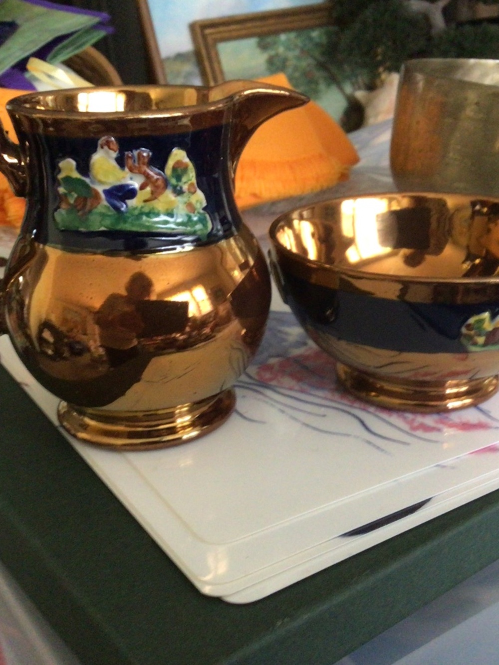 Lustreware pitcher and bowl